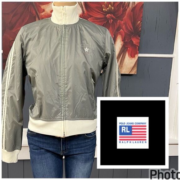 Vintage Ralph‎ Lauren Polo Jeans Co Women's Cropped Jacket Sz Medium Full Zip - Picture 1 of 11